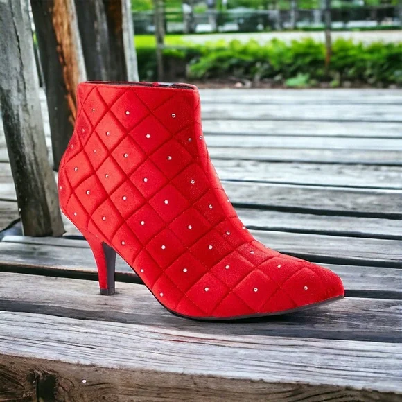 Red Rhinestone Booties - Picture 7 of 7